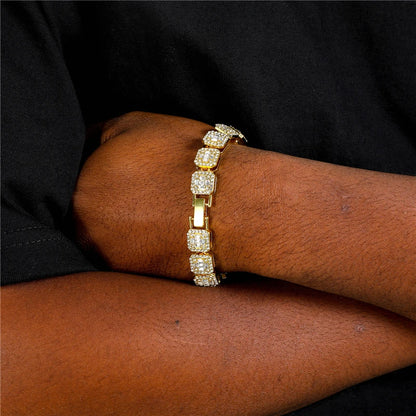 Fashion 11mm Square Zircon Link Bracelet For Men