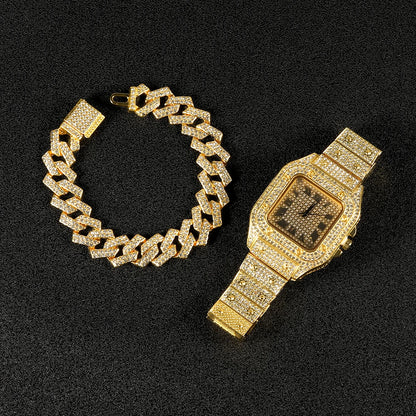 High Quality Iced Out Bracelet and Watch Set