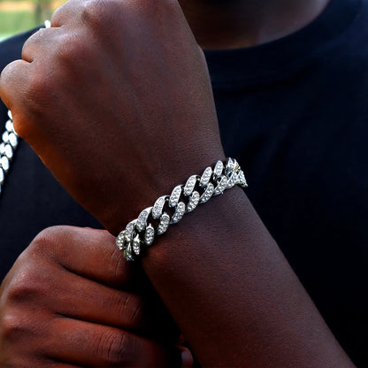 14MM Iced Prong Link Cuban Chain Bracelets for Men
