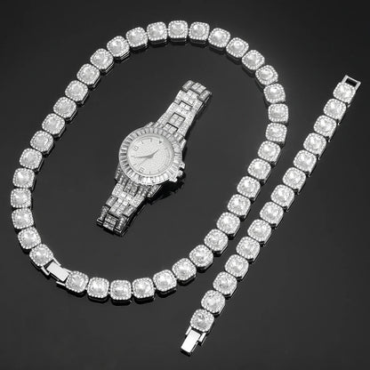 3pcs Stylish Set Full Inlaid Diamonds