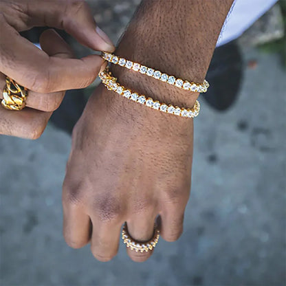 Iced Out 1 Row Crystal Tennis Bracelet For Men