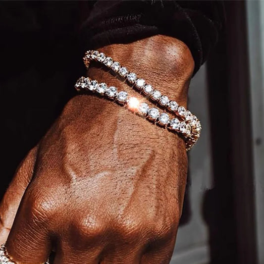 Hip Hop Iced Out 3/4/5mm Crystal Tennis Bracelet for Men