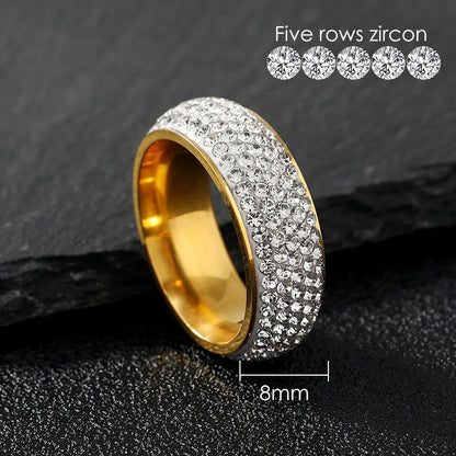 Luxury Iced Out Ring Titanium Steel Ring For Men