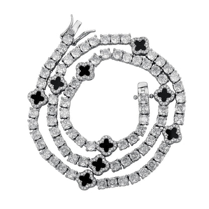 Iced Out Four Leaf Clover 4mm Tennis Necklace & Bracelet For Men