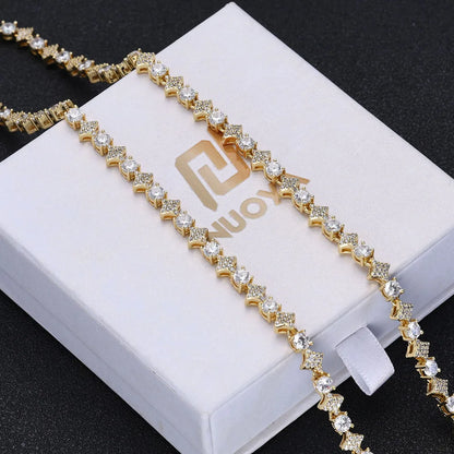 Iced Out Round Cut Star Tennis Chain For Men