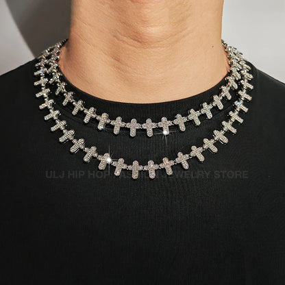 Man Hip Hop Iced Out Bling Cross Necklace