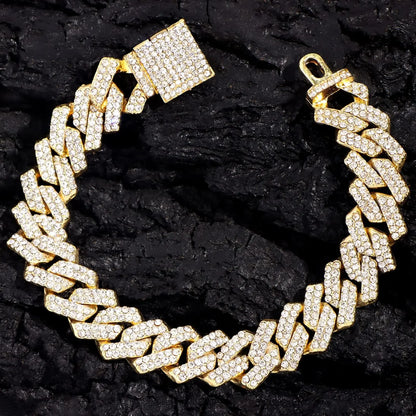 15mm Prong Cuban Link Bracelet For Men