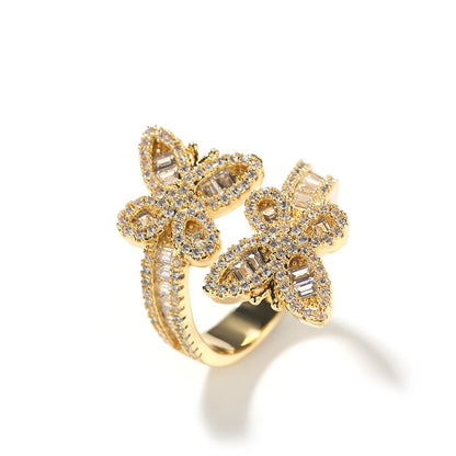 Iced Out Butterfly Rings For Women